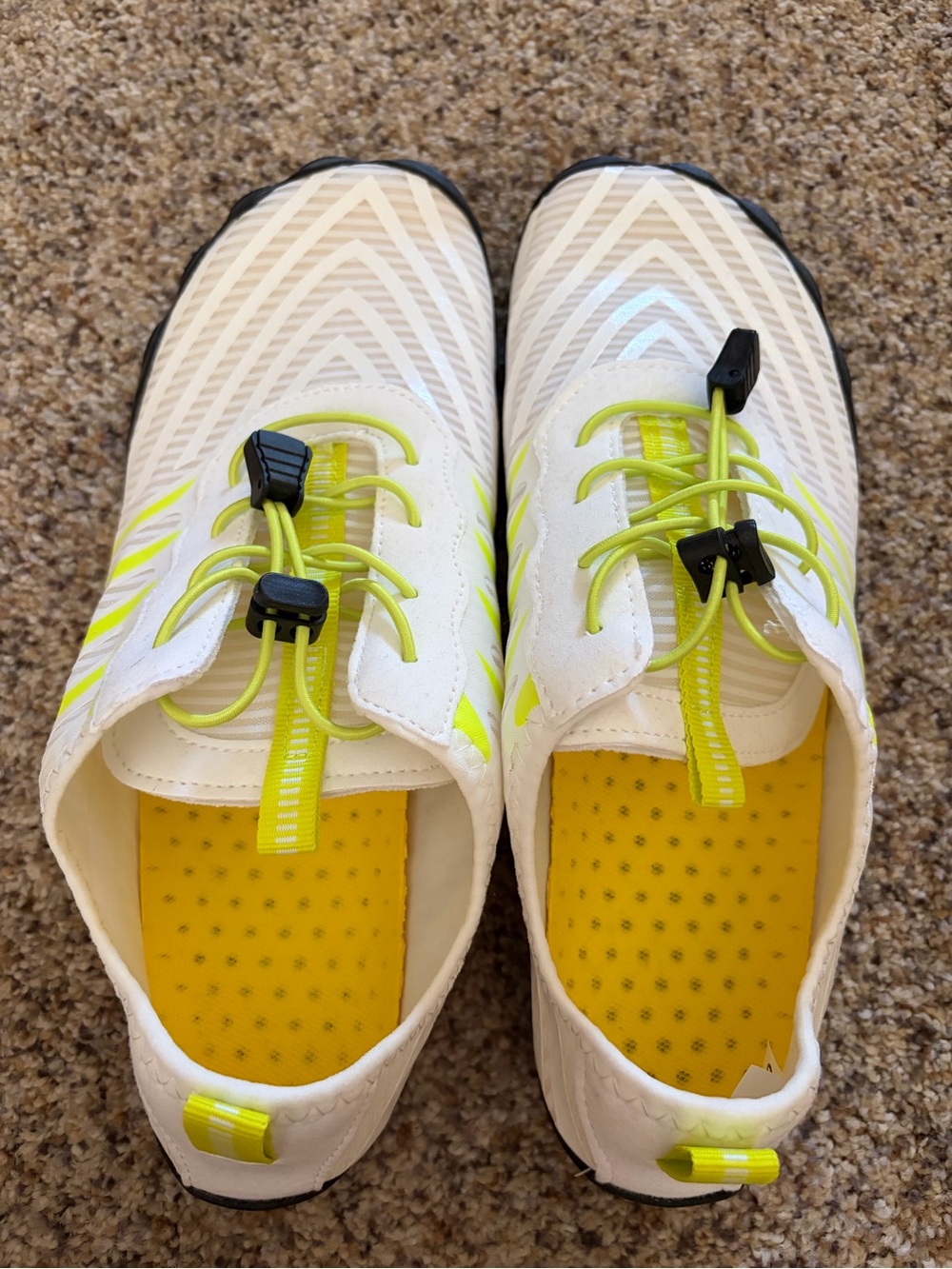White & Neon Yellow Lace-Free Watersport shoes